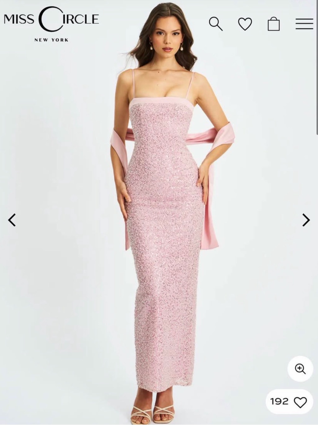 Miss Circle Pink Sequin Strap Dress With Spaghetti Straps